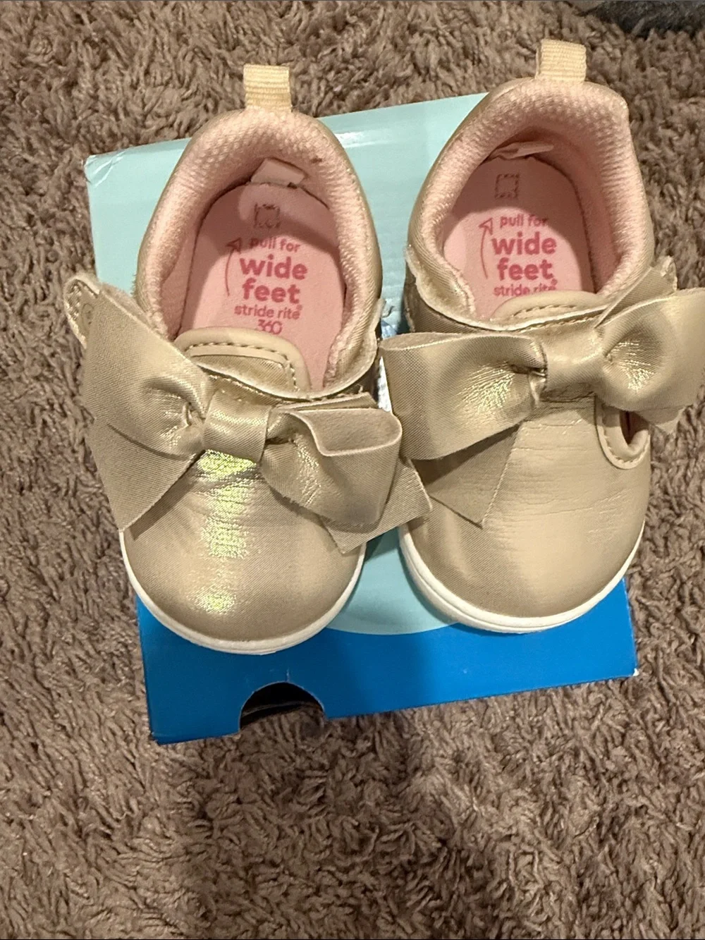 Stride Rite Baby Metallic Champagne Bow Slip-On Shoes